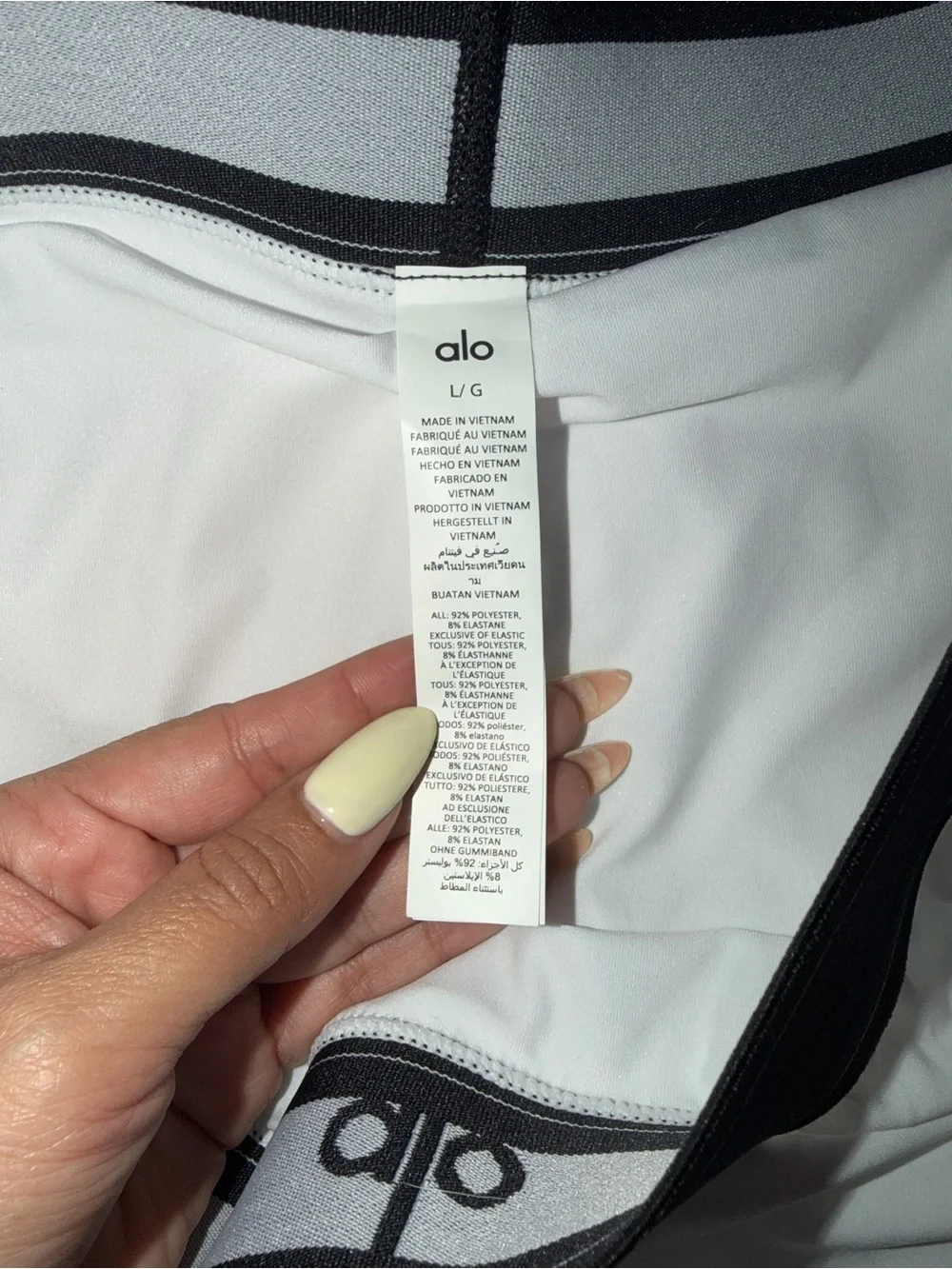 ALO Yoga White Mini Skirt with Black Waistband